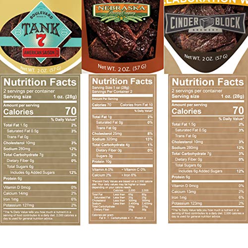 Craft Beef Jerky 3 Pack -Boulevard Tank 7 Infused Beef Jerky, Nebraska Brewing Brown Ale Infused Beef Jerky, Cinder Block Porter Infused Beef Jerky - The Beer Connoisseur® Store