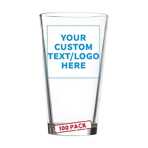 Custom Heavy Duty Beer Pint Glasses by ARC 16 oz. Set of 100, Personalized Bulk Pack - USA Made Restaurant Glassware, Perfect for Beer, Cocktails, Soda, Other Beverages - Clear - The Beer Connoisseur® Store