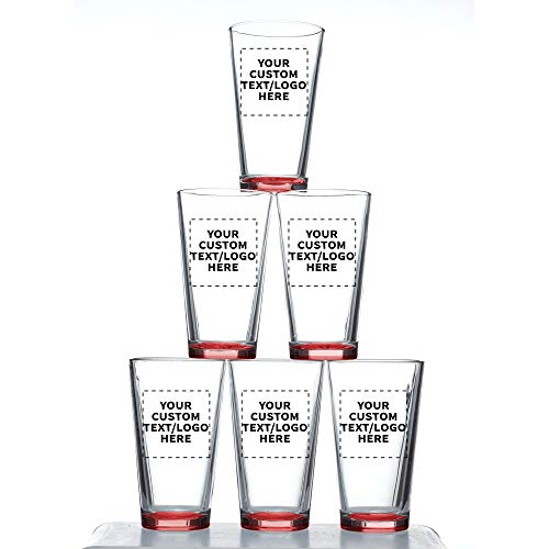 Custom Libbey Pint Glass 16 oz. Set of 100, Personalized Bulk Pack - Beer Glasses, Heavy Duty Drinkware - Red - The Beer Connoisseur® Store