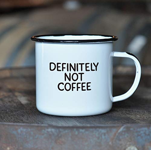 DEFINITELY NOT COFFEE | Enamel"Coffee" Mug | Funny Gift for Vodka, Gin, Bourbon, Wine and Beer Lovers | Great Office or Camping Cup for Dads, Moms, Campers, Tailgaters, Drinkers, and Travelers - The Beer Connoisseur® Store