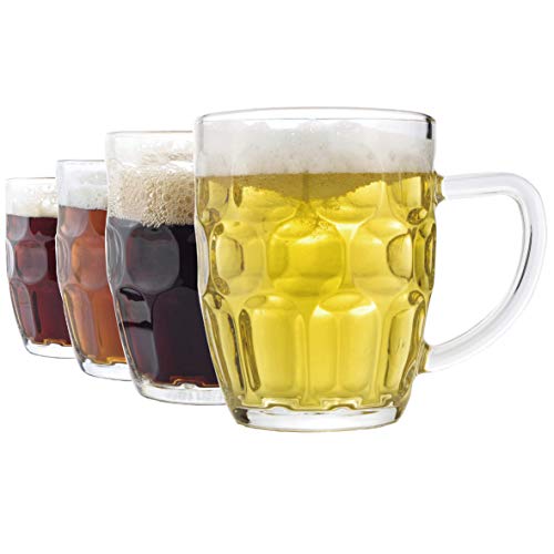 QAPPDA Beer Mugs Set,Glass Mugs With Handle 16oz,Large Beer Glasses For  Freezer,Beer Cups Drinking Glasses 500ml,Pub Drinking Mugs Stein Water Cups