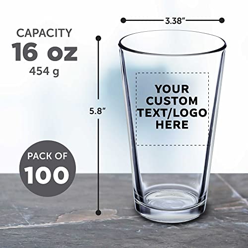 DISCOUNT PROMOS Beer Pint Glasses 16 Ounce Set of 100, Bulk Heavy Duty Glassware for Restaurant, Bar, Clear - The Beer Connoisseur® Store