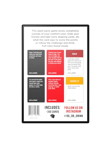 Do or Drink Party Card Game, Dare for Adults, Strangers or Girls Night, 350 Cards with 175 Adult Challenges & Funny Questions, Entertaining Fun Adult Games for Game Night - The Beer Connoisseur® Store