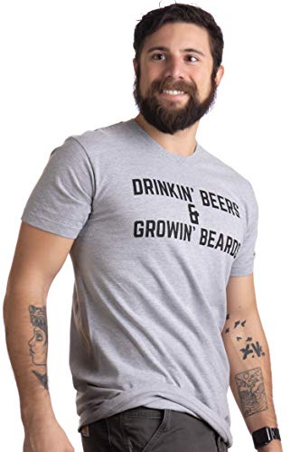 Drinkin' Beers & Growing Beards | Funny Drinking Buddies Beer Games Party T-Shirt-(Adult,L) Sport Grey - The Beer Connoisseur® Store