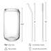 Drinking Glasses with Glass Straw 4pcs Set - 16oz Can Shaped Glass Cups, Beer Glasses, Iced Coffee Glasses, Cute Tumbler Cup, Ideal for Whiskey, Soda, Tea, Water, Gift - 2 Cleaning Brushes - The Beer Connoisseur® Store