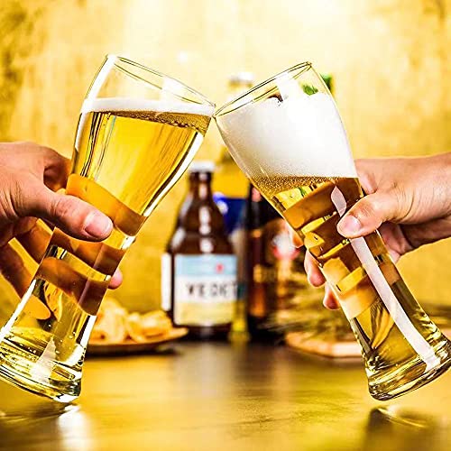 Drinking Glasses 6pc Set - Can Shaped Glass Cups, 16oz Beer