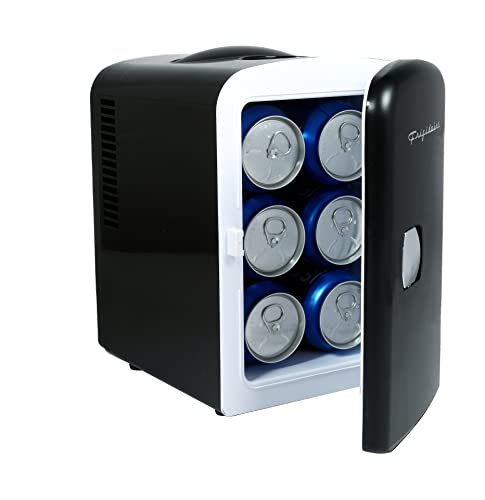 Frigidaire Mini Portable Compact Personal Fridge Cooler, 4 Liter Capacity Chills Six 12 oz Cans, 100% Freon-Free & Eco Friendly, Includes Plugs for Home Outlet & 12V Car Charger – Black - The Beer Connoisseur® Store