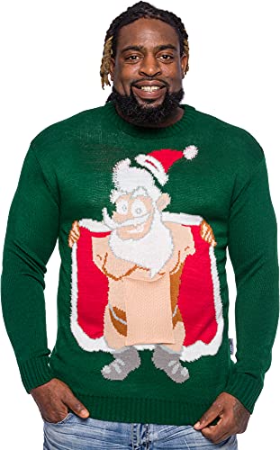 Funziez! Ugly Christmas Knit Sweater - Surprise Santa Beer Holder - Long Sleeve Novelty Costume (X-Large) - The Beer Connoisseur® Store