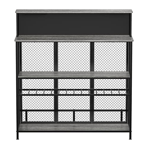 GDLF Home Bar Unit Mini Bar Liquor Bar Table with Storage and Footrest for Home Kitchen Pub (Grey) - The Beer Connoisseur® Store