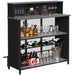 GDLF Home Bar Unit Mini Bar Liquor Bar Table with Storage and Footrest for Home Kitchen Pub (Grey) - The Beer Connoisseur® Store
