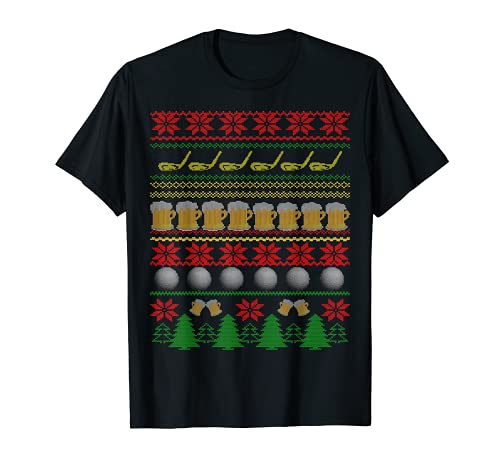 Golf and Beer Ugly Christmas Sweater Funny Holiday T-Shirt - The Beer Connoisseur® Store