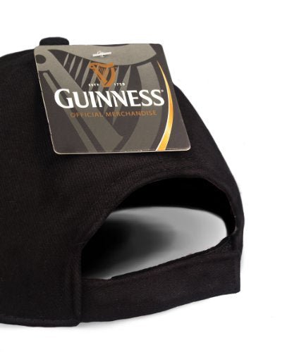 Black Guinness Baseball Cap - Extra Stout Label Design With Bottle Opener Under Brim