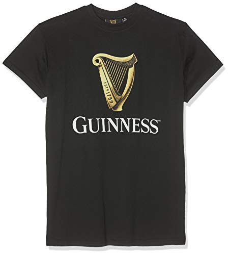 Guinness Black Guinness Classic T-Shirt with an Irish Gold Harp Design (S-XXXL) (XL) - The Beer Connoisseur® Store