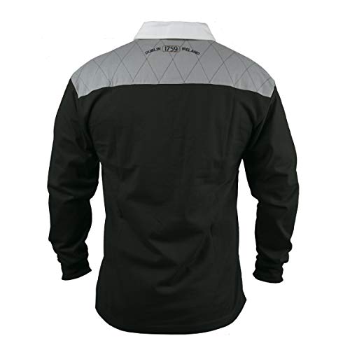 Guinness Heritage Charcoal and Black Rugby Jersey Long Sleeve Rugby Shirts for Men | Mens Ireland Polo Jerseys - The Beer Connoisseur® Store