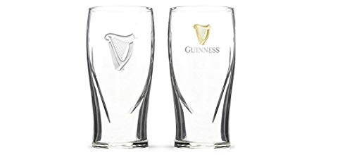 Guinness Signature Pub Edition Pint Glass - 20 Ounce Pints - Set of 4 Gold