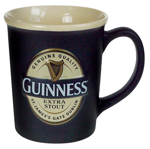 Guinness Large Black Embossed Label Mug - Ceramic Coffee and Tea Cup - The Beer Connoisseur® Store