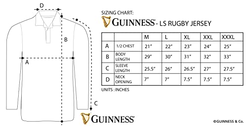 Guinness Long Sleeve Irish Rugby Jersey for Men | Mens Polo Style Rugby Shirt Jerseys Beer Sweatshirt - The Beer Connoisseur® Store