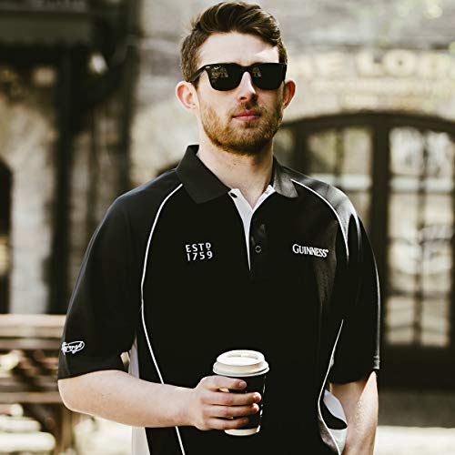 Guinness Official Merchandise Guinness Performance Signature Golf Shirt Polyester Paneled Sport Polo Shirt Black - The Beer Connoisseur® Store