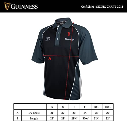Guinness Official Merchandise Guinness Performance Signature Golf Shirt Polyester Paneled Sport Polo Shirt Black - The Beer Connoisseur® Store