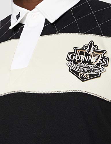 Guinness Rugby Shirt with Brewed in Dublin Crest Badge, Cream and Black Stripes - The Beer Connoisseur® Store