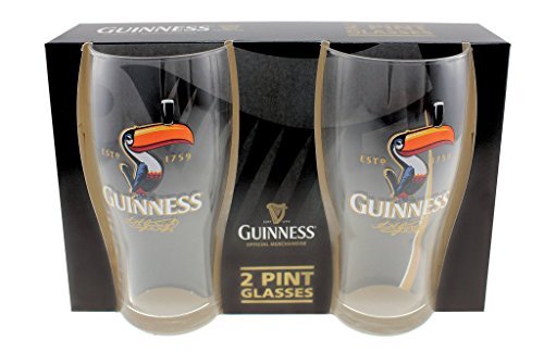 Guinness Toucan Stout Beer Glass Twin Pack | Certified Official Merchandise 20oz Glass | Gifts for Beer Lovers - The Beer Connoisseur® Store