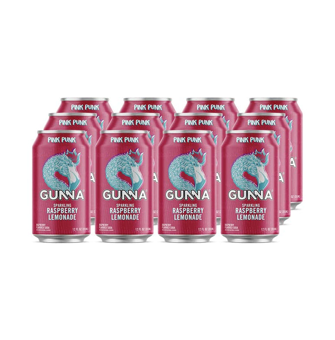 Gunna Craft Soda | Pink Punk Raspberry Lemonade | Unique Sparkling Lemonade| Natural | Refreshing | Soft Drink and Mixer | Real Raspberry and Lemon Flavor | 12 oz | 12 pack - The Beer Connoisseur® Store