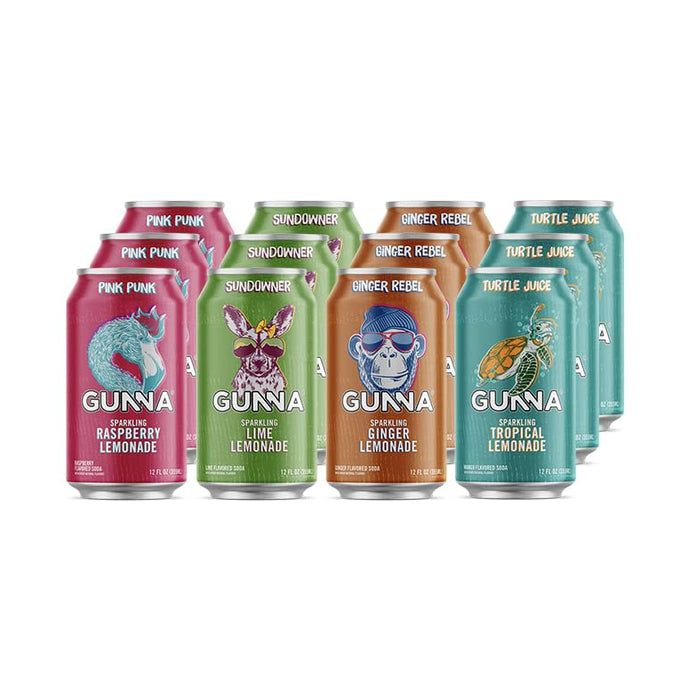 Gunna Craft Soda | Variety Pack | Unique Sparkling Lemonade | Natural | Refreshing | Soft Drink and Mixer | Real Flavor | 12 oz | 12 pack - The Beer Connoisseur® Store