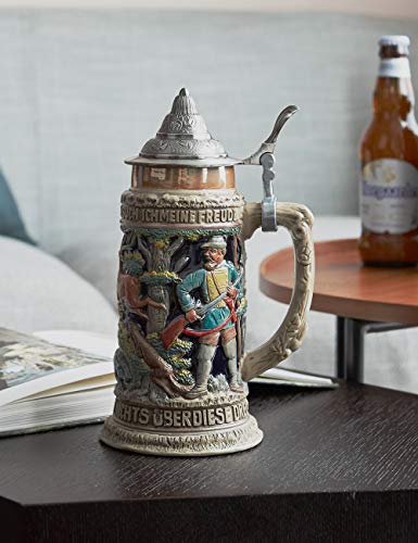 HAUCOZE Beer Stein Mug German Bavarian Drinking Stanley Drinking Mug with  Lid for Man 0.6Liter