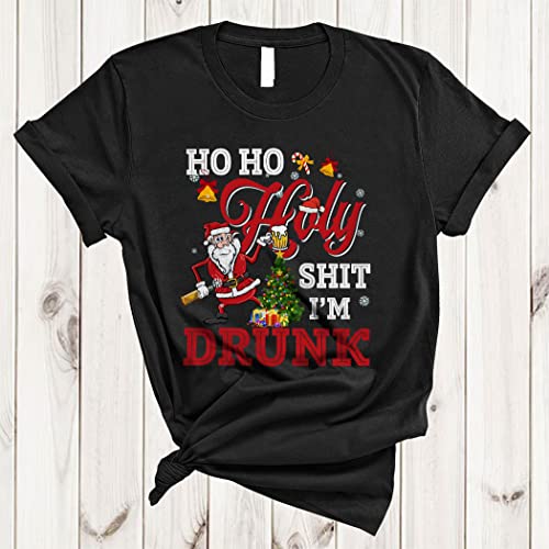 Ho Ho Holy Sh*t I'm Drunk Funny Christmas Santa Beer Drinking Matching Drunker Lover Unisex T-Shirt Black - The Beer Connoisseur® Store