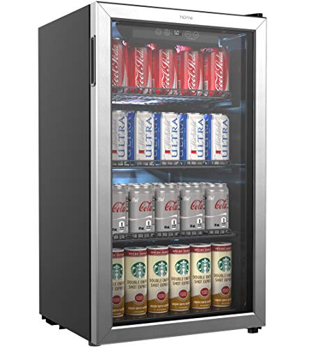 hOmeLabs Beverage Refrigerator and Cooler - 120 Can Mini Fridge with Glass Door for Soda Beer or Wine - Small Drink Dispenser Machine for Office or Bar with Adjustable Removable Shelves - The Beer Connoisseur® Store