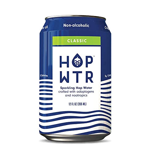 HOP WTR - Sparkling Hop Water - Classic (12 Pack) - NA Beer, No Calories or Sugar, Low Carb, With Adaptogens and Nootropics for Added Benefits (12 oz Cans) - The Beer Connoisseur® Store