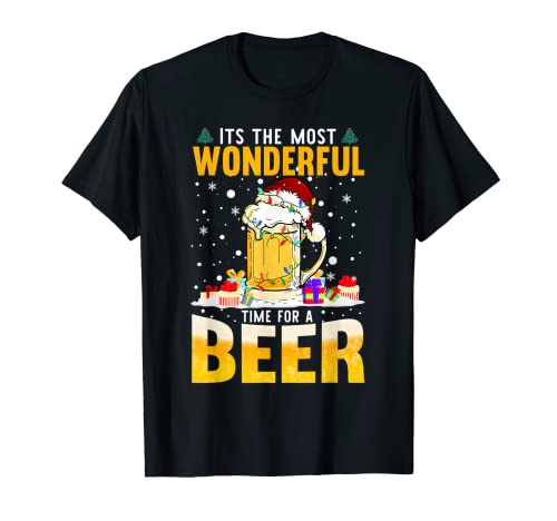 Its The Most Wonderful Time For A Beer Christmas Santa Light T-Shirt - The Beer Connoisseur® Store