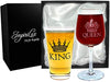 King Beer & Queen Wine Glass Set | Beautiful Gift for Newlyweds, Engagements, Anniversaries, Weddings, Parents, Couples, Christmas - Novelty Drinking Glassware (King Beer & Queen Wine Glass Set) - The Beer Connoisseur® Store