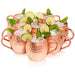Kitchen Science Moscow Mule Copper Mugs Set of 8 (16oz) | Food Grade 100% Pure Copper Cups | Handcrafted w/ Lacquered Hammered Finish, Smooth Rounded Lip, Ergonomic Handle (No Rivet) w/ Solid Grip - The Beer Connoisseur® Store