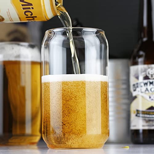 Large Beer glasses,20 oz Can Shaped Beer Glasses Set of 4,Elegant Shaped Drinking Glasses is Ideal Gift,Tumbler Beer Glasses Great for Any Drink and Any Occasion - The Beer Connoisseur® Store