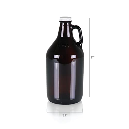 LEGACY - a Picnic Time brand, Amber Glass Growler Jug with Handle and Steel Twist Off Lid, 64-Ounce - The Beer Connoisseur® Store