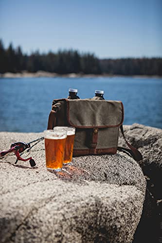 LEGACY - a Picnic Time brand Double Growler Insulated Tote, Khaki Green/Brown - The Beer Connoisseur® Store