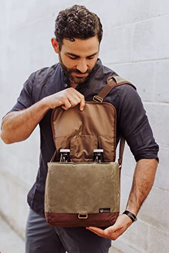 LEGACY - a Picnic Time brand Double Growler Insulated Tote, Khaki Green/Brown - The Beer Connoisseur® Store