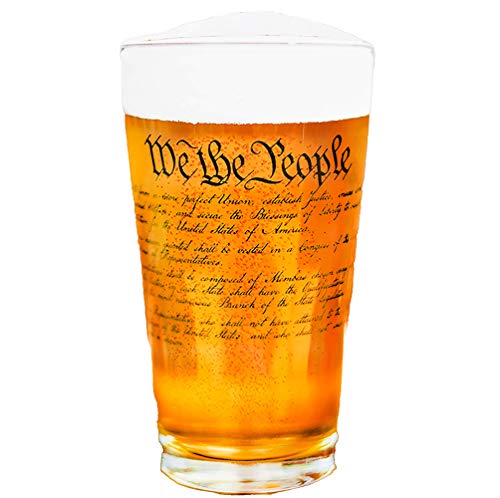 Lucky Shots United States Constitution Beer Pint Glass | 16 oz. Drinking Glasses | 360 Print We The People Beer Glasses - The Beer Connoisseur® Store