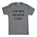 Mens I Like Beer and Maybe 3 People T Shirt Funny Drinking Saint Patricks Day (Dark Heather Grey) - L - The Beer Connoisseur® Store