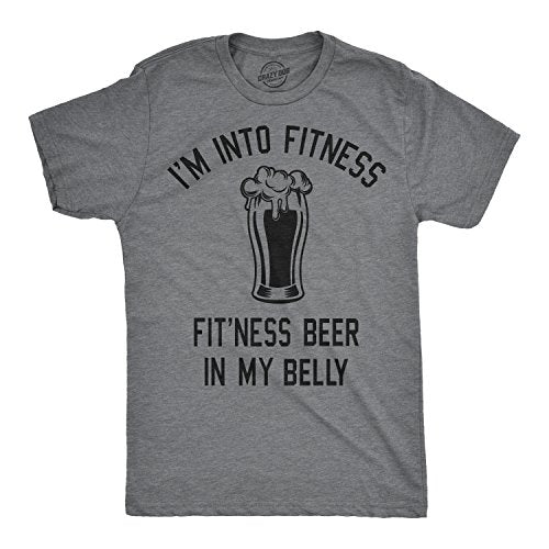 Mens Im Into Fitness Fitting This Beer in My Belly T Shirt Funny Drinking Tee (Dark Heather Grey) - XL - The Beer Connoisseur® Store