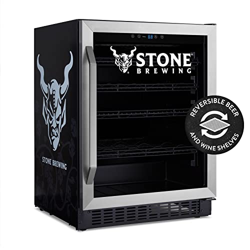 NewAir Stone Brewing 180 Can FlipShelf Beverage and Beer Refrigerator, 24” Built-In or Freestanding Wine Cooler with Reversible Shelves, Perfect for Bar, Gamer Room, or Office - The Beer Connoisseur® Store