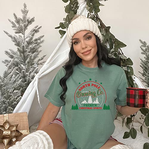North Pole Brewing Co. Christmas Funny Humor Xmas Tee T-Shirts Light Green - The Beer Connoisseur® Store