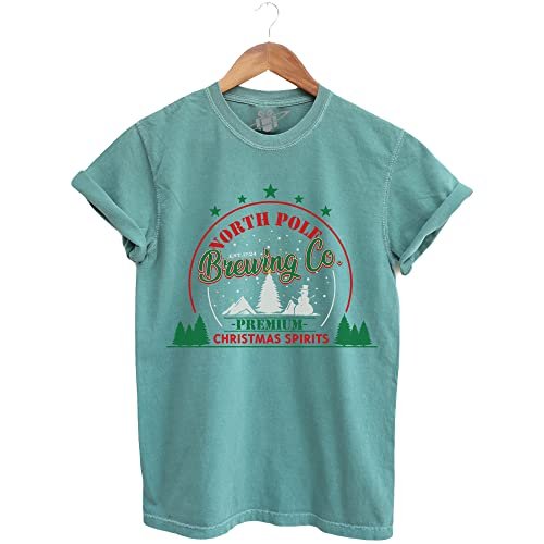 North Pole Brewing Co. Christmas Funny Humor Xmas Tee T-Shirts Light Green - The Beer Connoisseur® Store