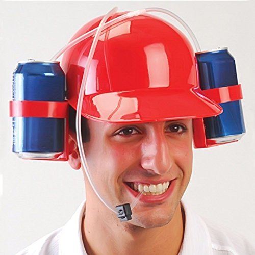 Beer and Soda Drinking Helmet Party Hat - Beer and Soda Guzzler Helmet, Fun  Party Drinking Hat, Party Gags Cap Red