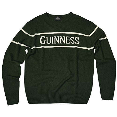 Official Guinness Men's Knit Jumper With White Guinness Text, Bottle Green - The Beer Connoisseur® Store