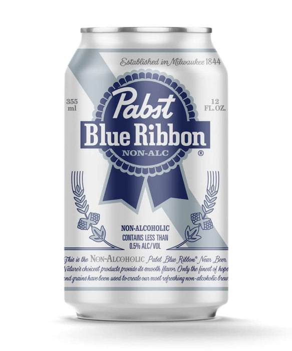 Pabst Blue Ribbon N/A NON-ALCOHOLIC BEER, Made in USA, - 12 Fl Oz (24 Pack) - The Beer Connoisseur® Store