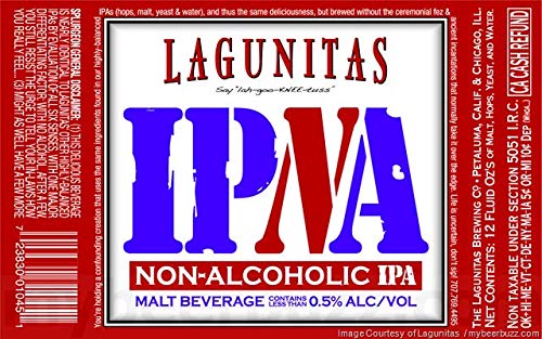 [ Pack of 6] Lagunitas IPNA IPA, Non Alcoholic NA, Full Flavored & Hop Forward - 12 Fl Oz - The Beer Connoisseur® Store