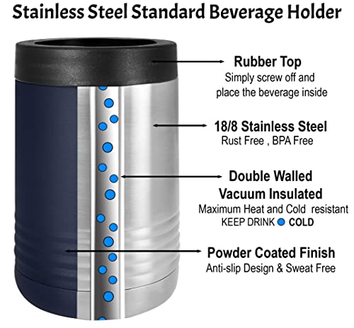 Personalized Stainless Steel Engraved Insulated Beverage Holder Customized Can Cooler with Custom Name Text – Wedding, Birthday, Corporate Gift (Black, Standard) - The Beer Connoisseur® Store