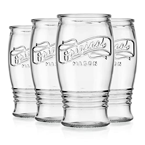 Pilsner Glasses 16 Oz. Beer Glasses By Glaver’s, Set Of 4 Tall Original Mason Glasses, Wheat Beer Pint Glasses, Drinking Cups For Juice, Smoothies, Beverages, Cocktail Drinkware, Dishware Safe. - The Beer Connoisseur® Store